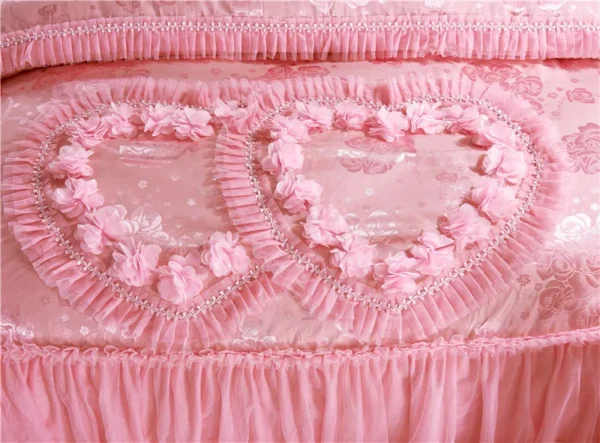 Silk Cotton Jacquard soul mates Luxury Wedding Bedding Set Lace Duvet Cover Bedspread pillowcases Queen King Size 4/6pcs - Image 4