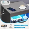 LED Nightstand with Gun Drawer: Bedside Table with Charging Station – Modern Night Stand with 3 Colors Smart Sensor Lights - Image 5