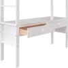 Children Beds Full Loft Bed with Built-in Desk Drawers Cabinets and Storage Shelves Wooden High Bedframe Ladder Full Size White - Image 5